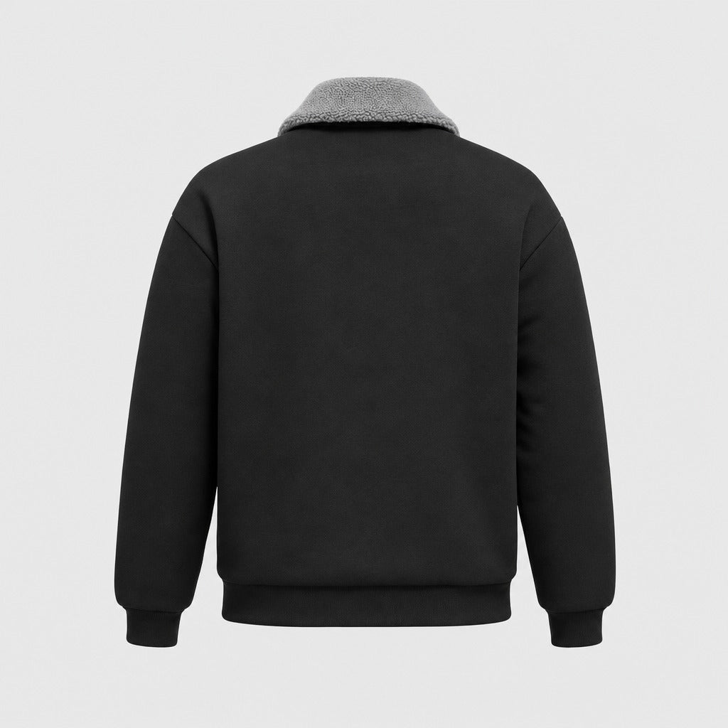 Men’s Armure Pattern Jacket with Detachable Hood Black product back