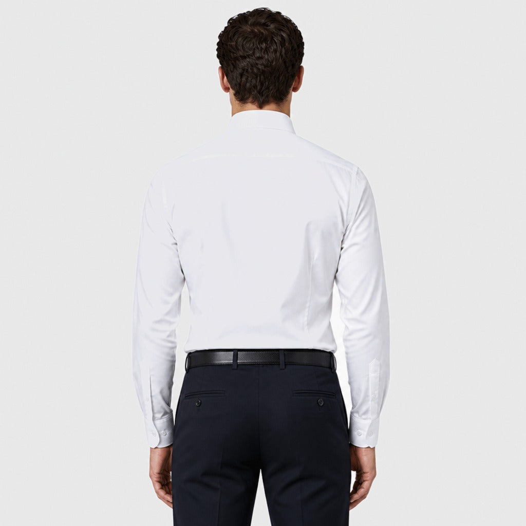 Men’s Broadcloth Dress Shirt with Turn-Down Collar White back
