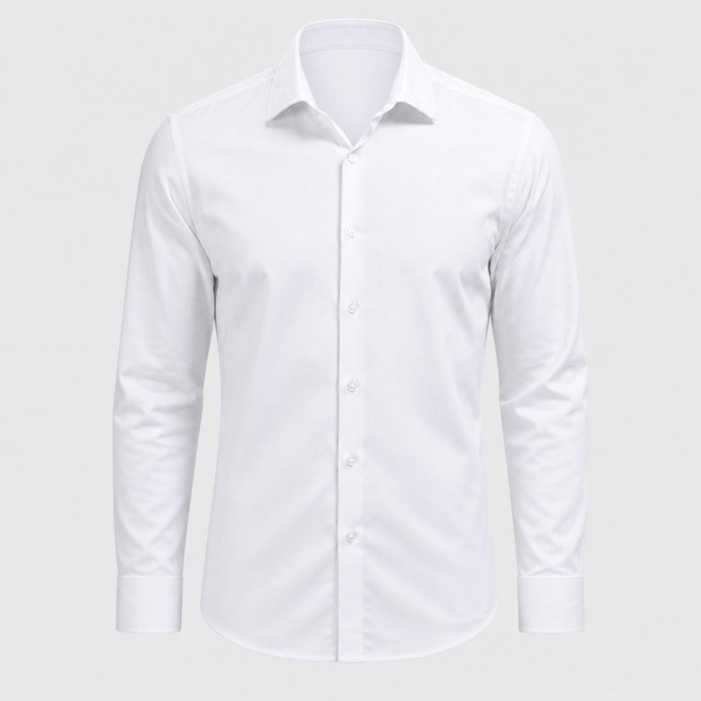 Men’s Broadcloth Dress Shirt with Turn-Down Collar White product front