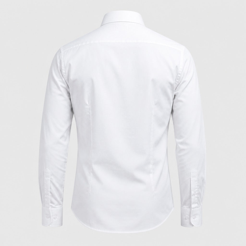 Men’s Broadcloth Dress Shirt with Turn-Down Collar White product back