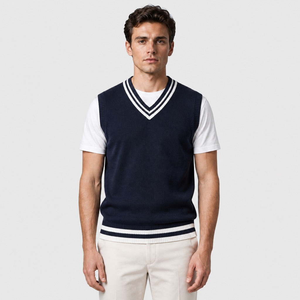 Men’s Cable Knit Cricket Jumper Navy