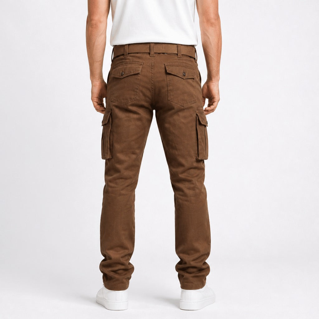 Men’s Camouflage Cotton Cargo Trousers Brown back