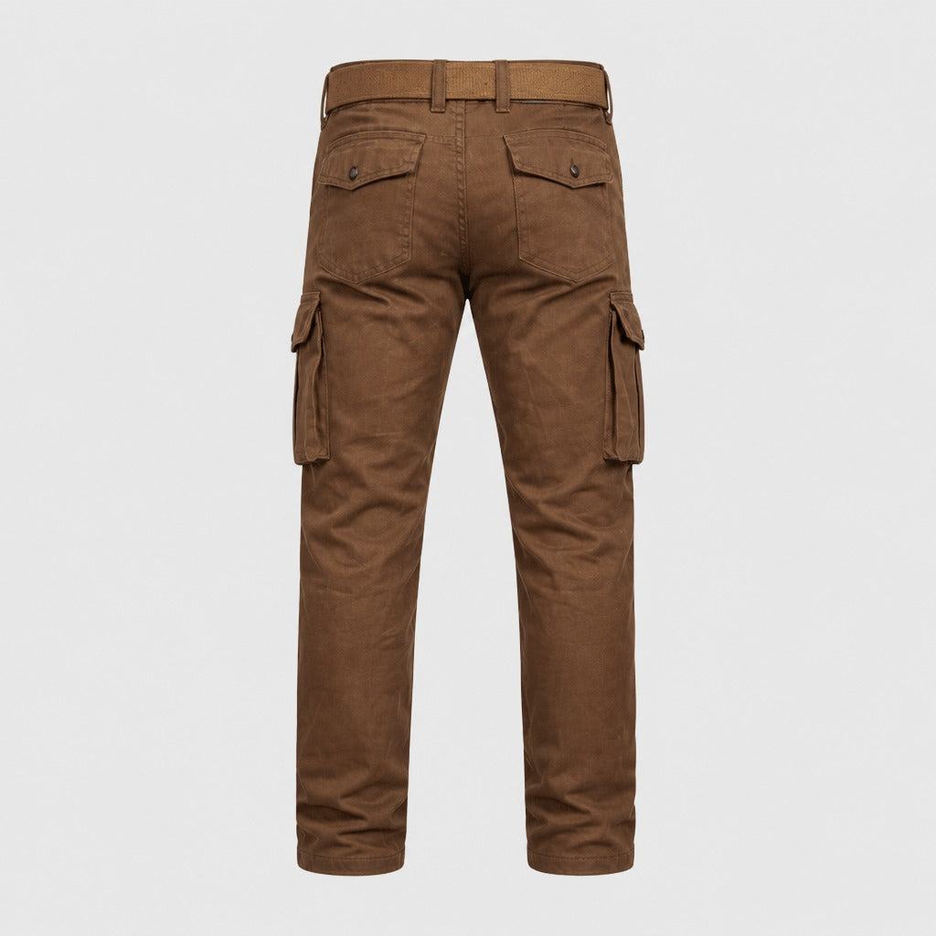 Men’s Camouflage Cotton Cargo Trousers Brown product back