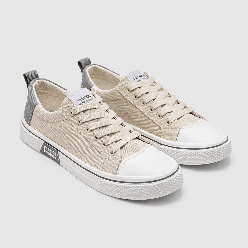 Men’s Canvas Lace-Up Shoes with EVA Insole Beige pair