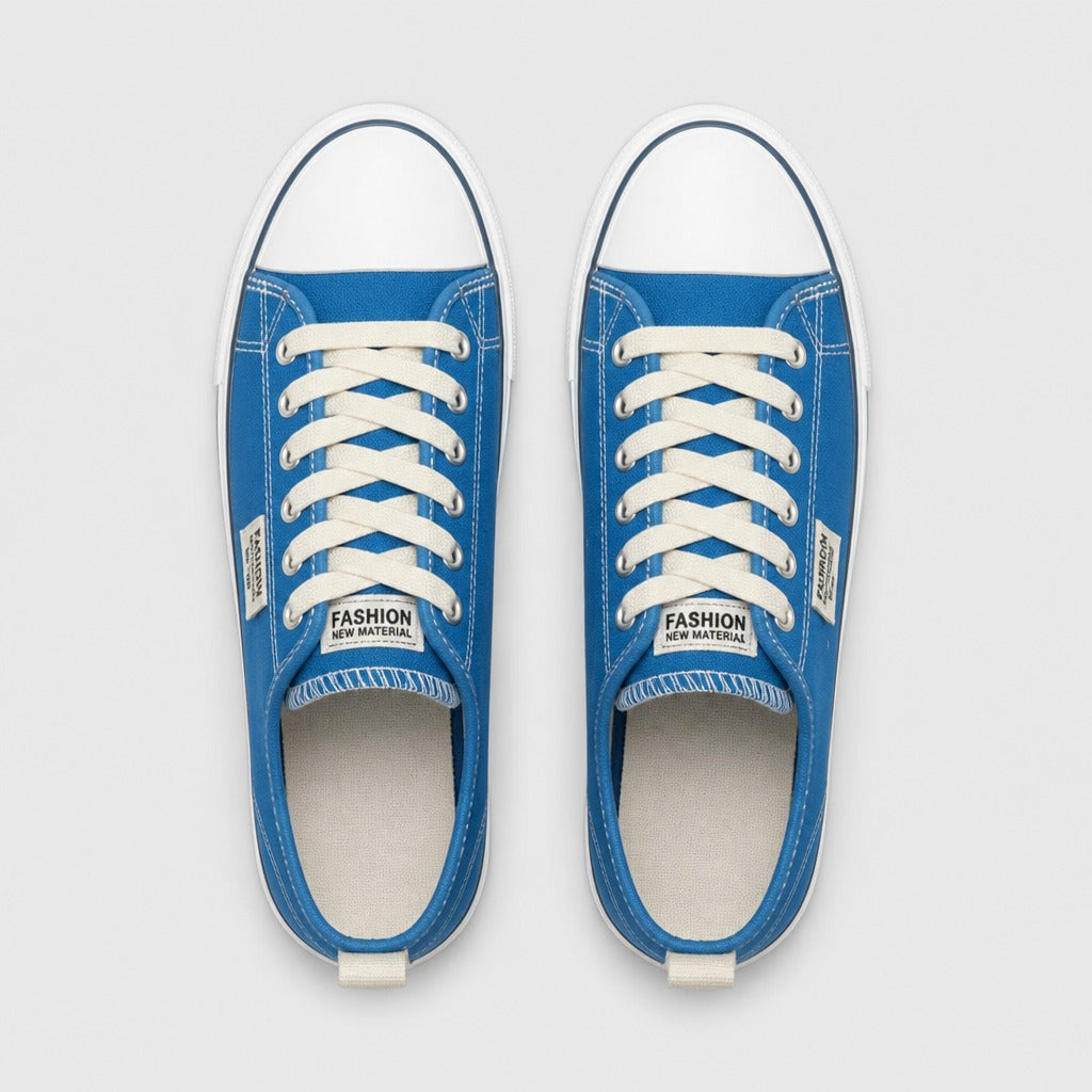 Men’s Canvas Lace-Up Trainers Blue top view