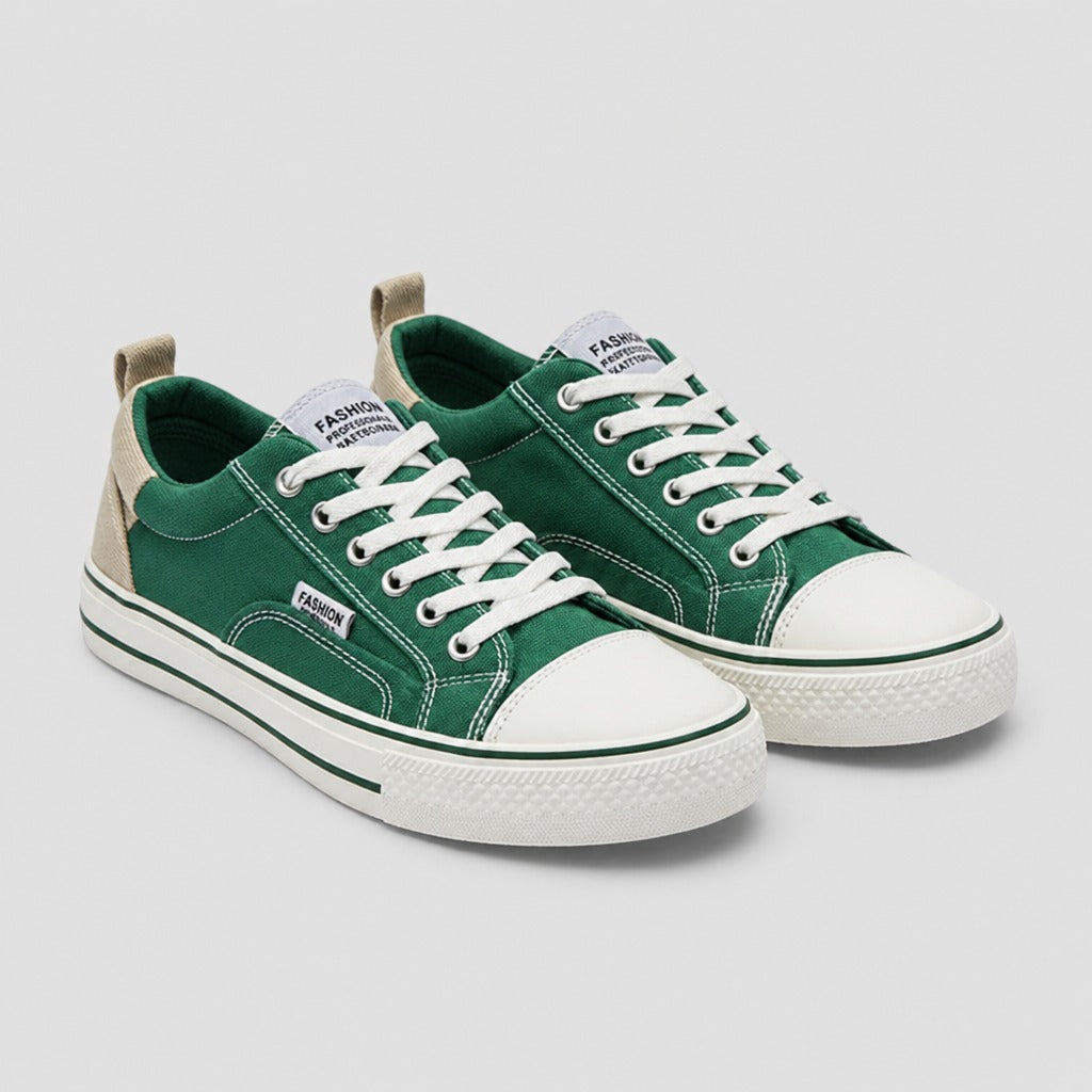 Men’s Canvas Lace-Up Trainers Green