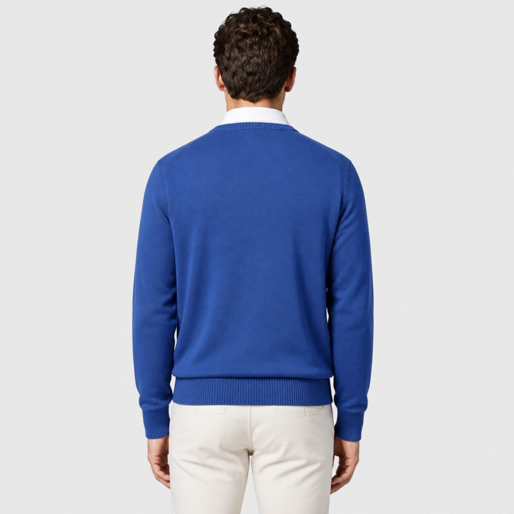 Men’s Cashmere Blend Crew Neck Jumper Blue back