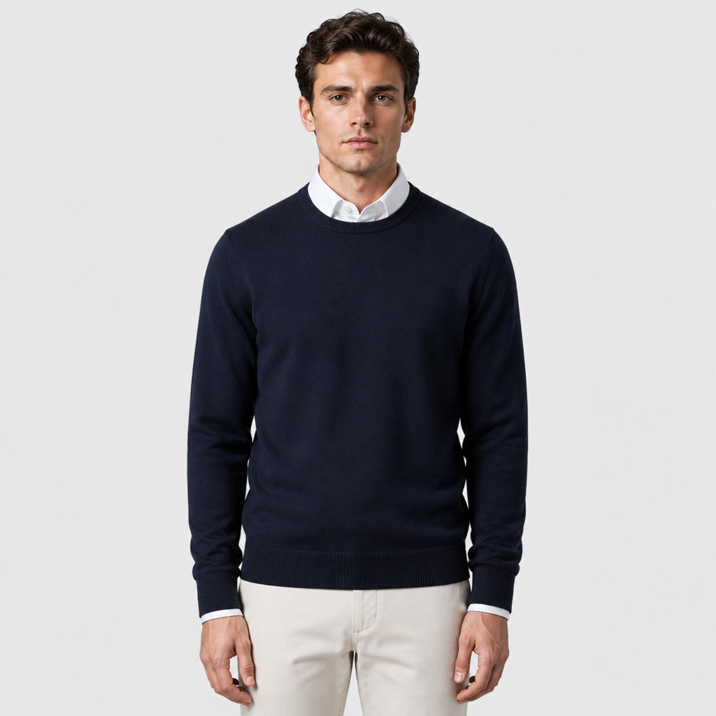 Men’s Cashmere Blend Crew Neck Jumper Navy Blue