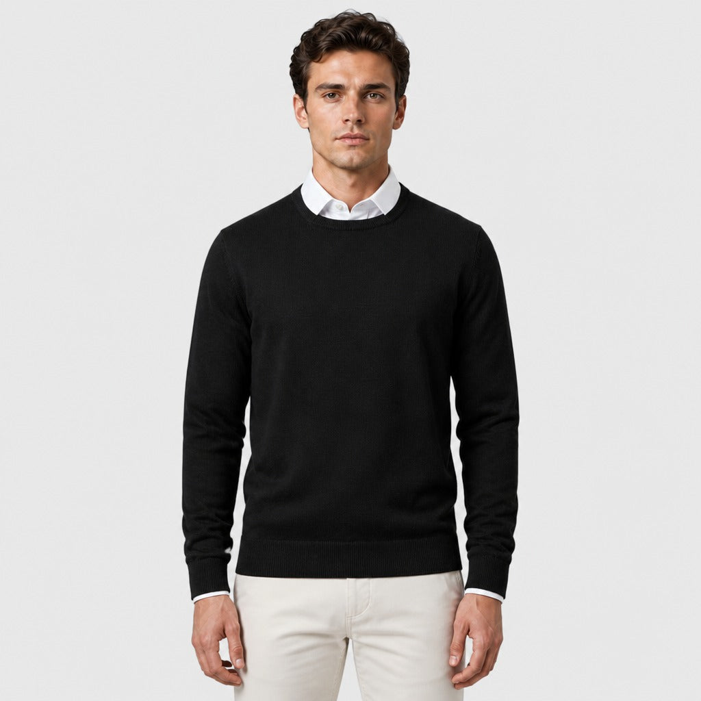 Men’s Cashmere Blend Crew Neck Jumper Black