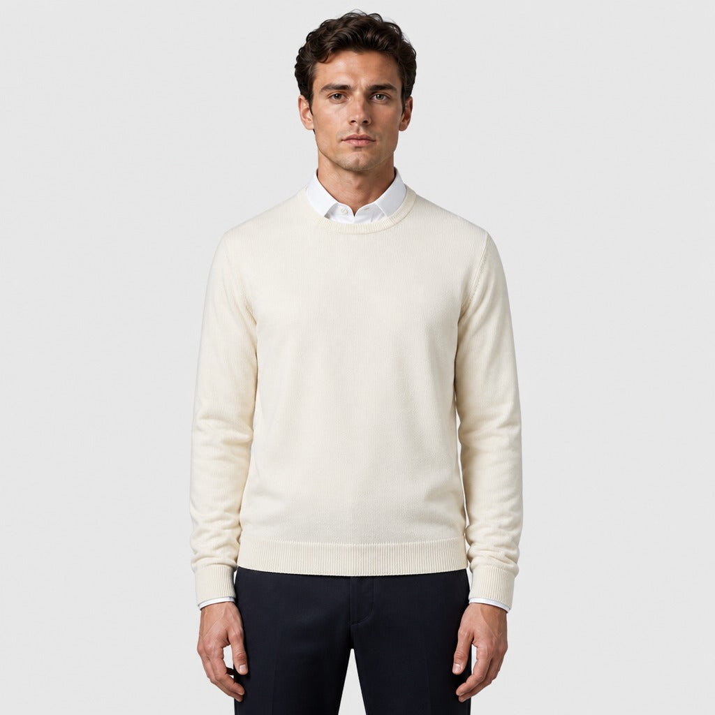 Men’s Cashmere Blend Crew Neck Jumper Off-White