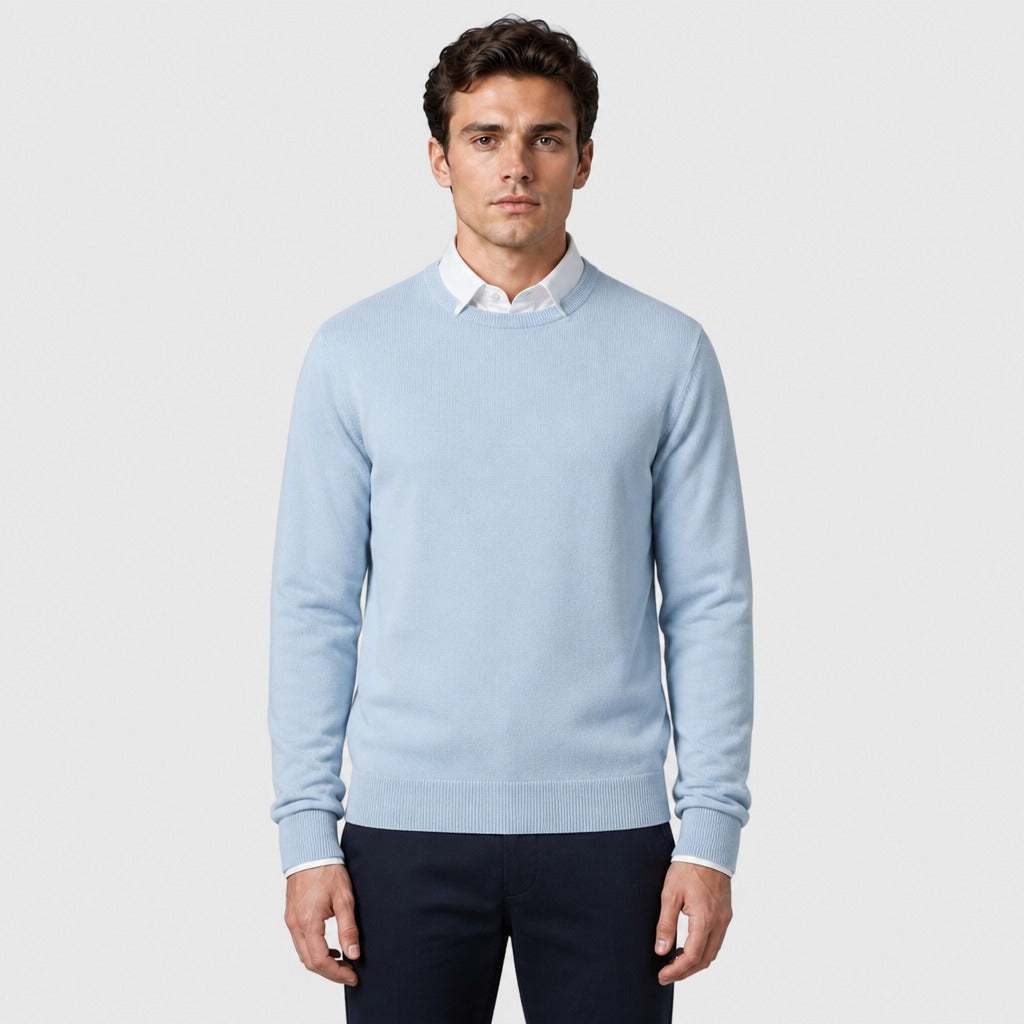 Men’s Cashmere Blend Crew Neck Jumper Light Blue