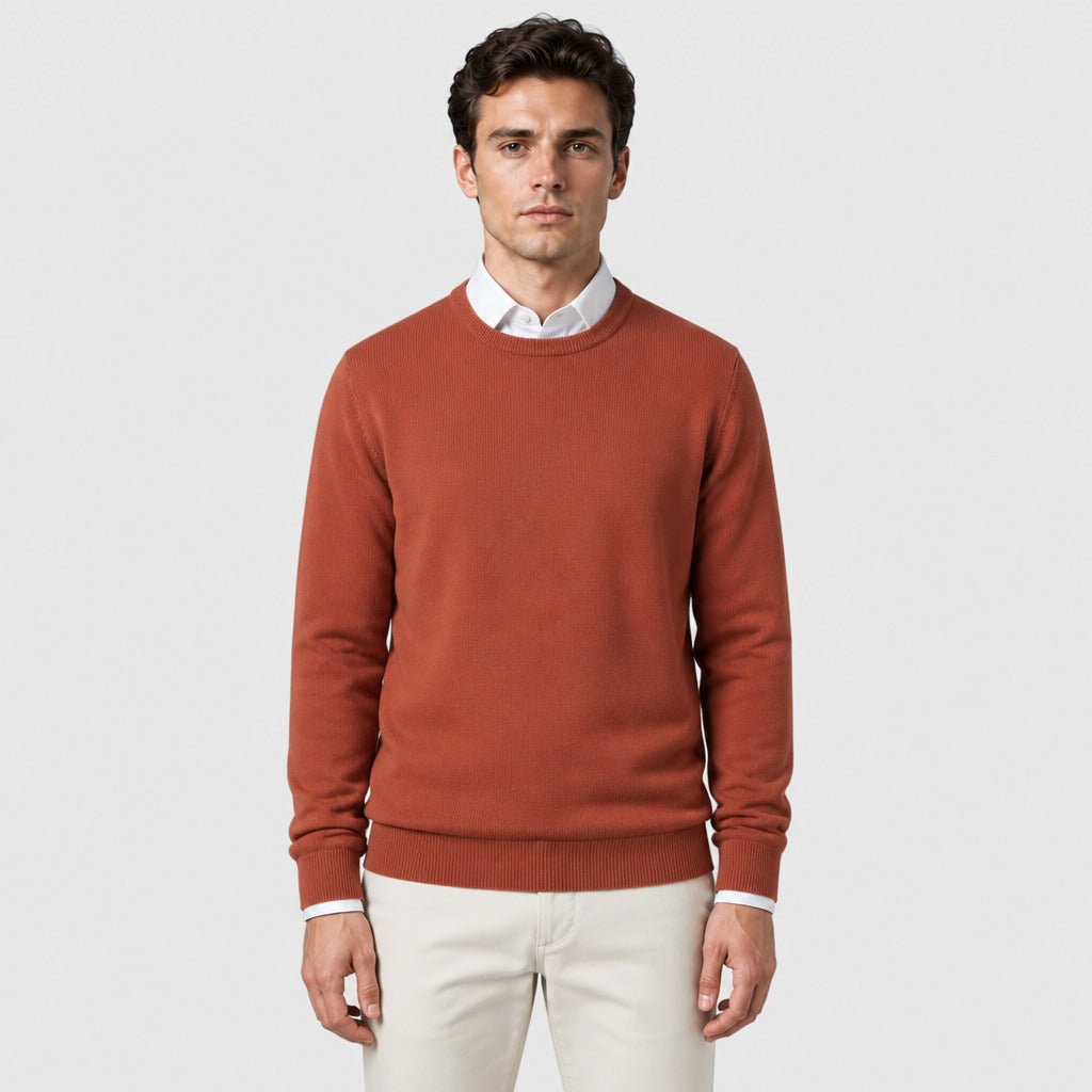 Men’s Cashmere Blend Crew Neck Jumper Rust Red