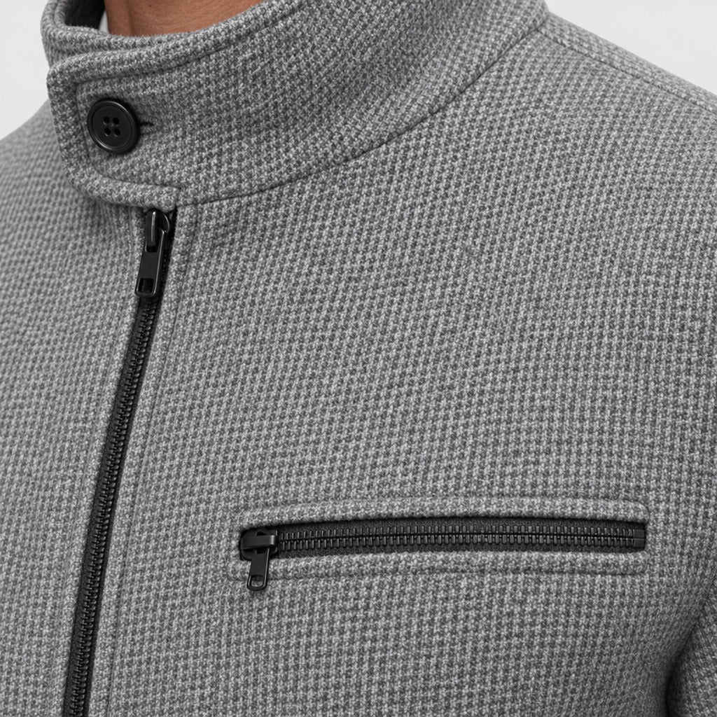Men’s Checked Wool Blend Button Jacket detail