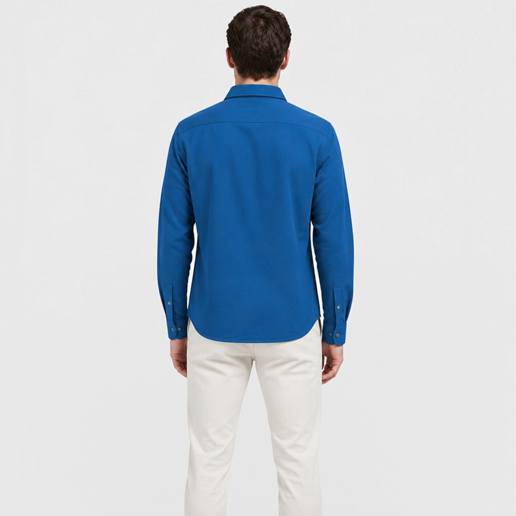 Men’s Chevron Cotton Blend Shirt Blue back