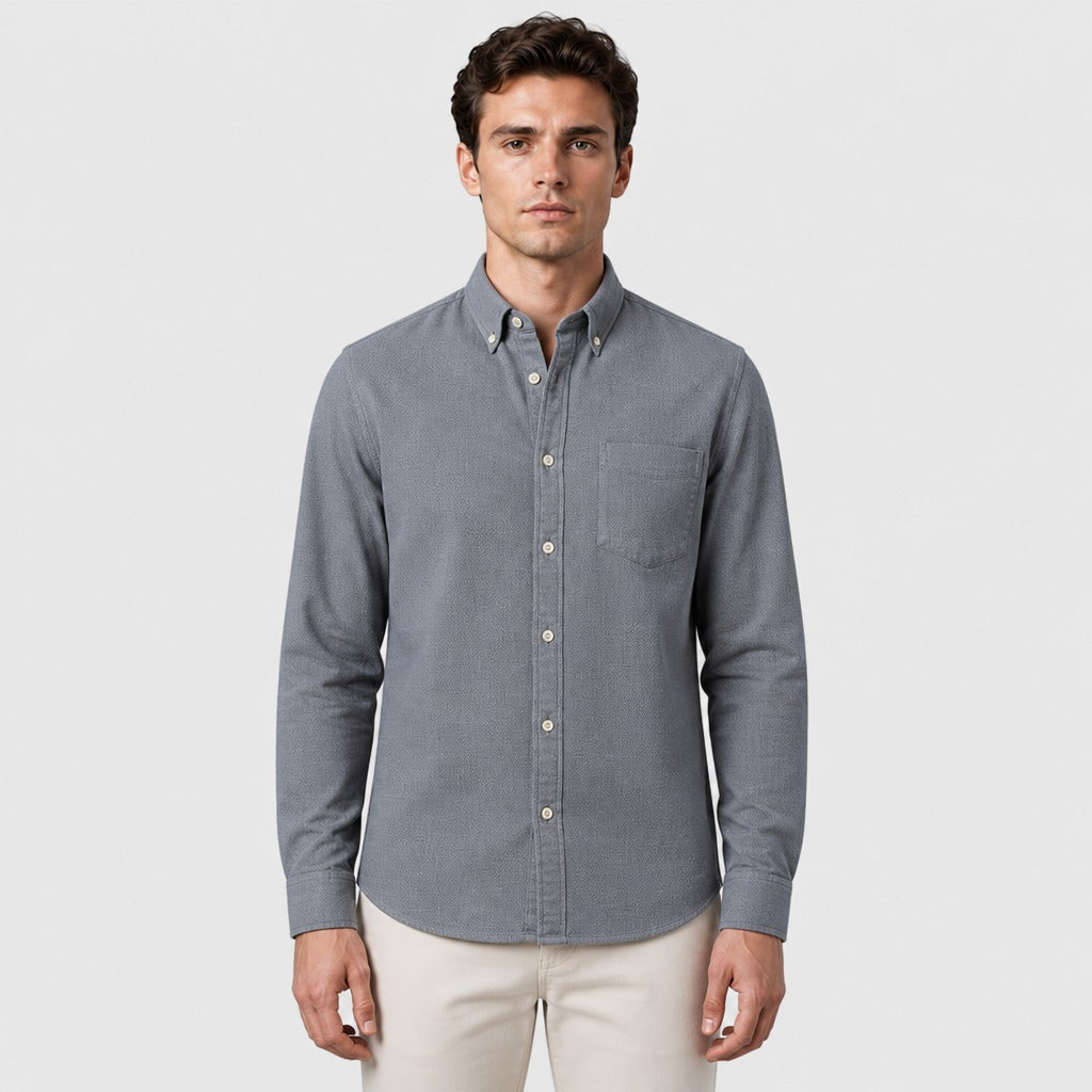 Men’s Chevron Cotton Blend Shirt Grey