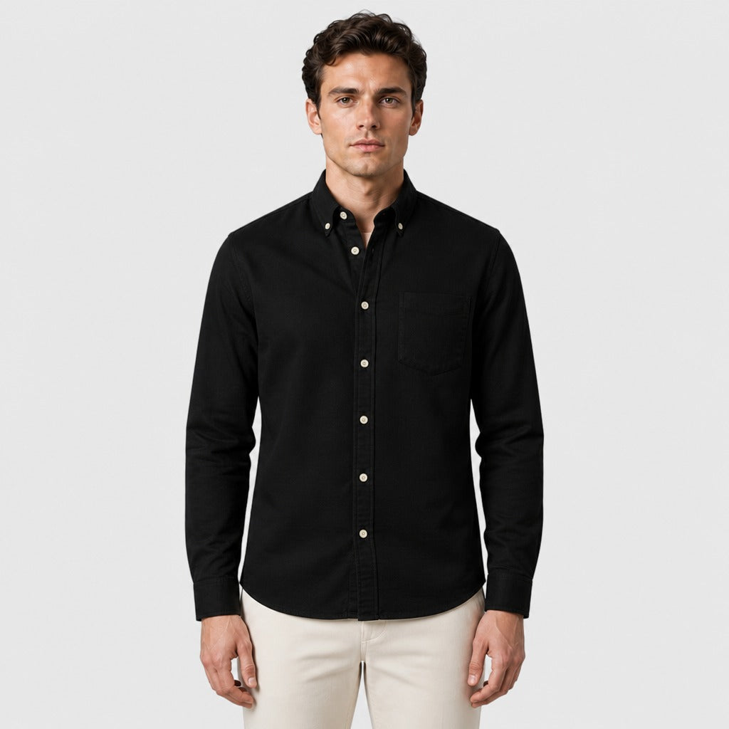 Men’s Chevron Cotton Blend Shirt Black