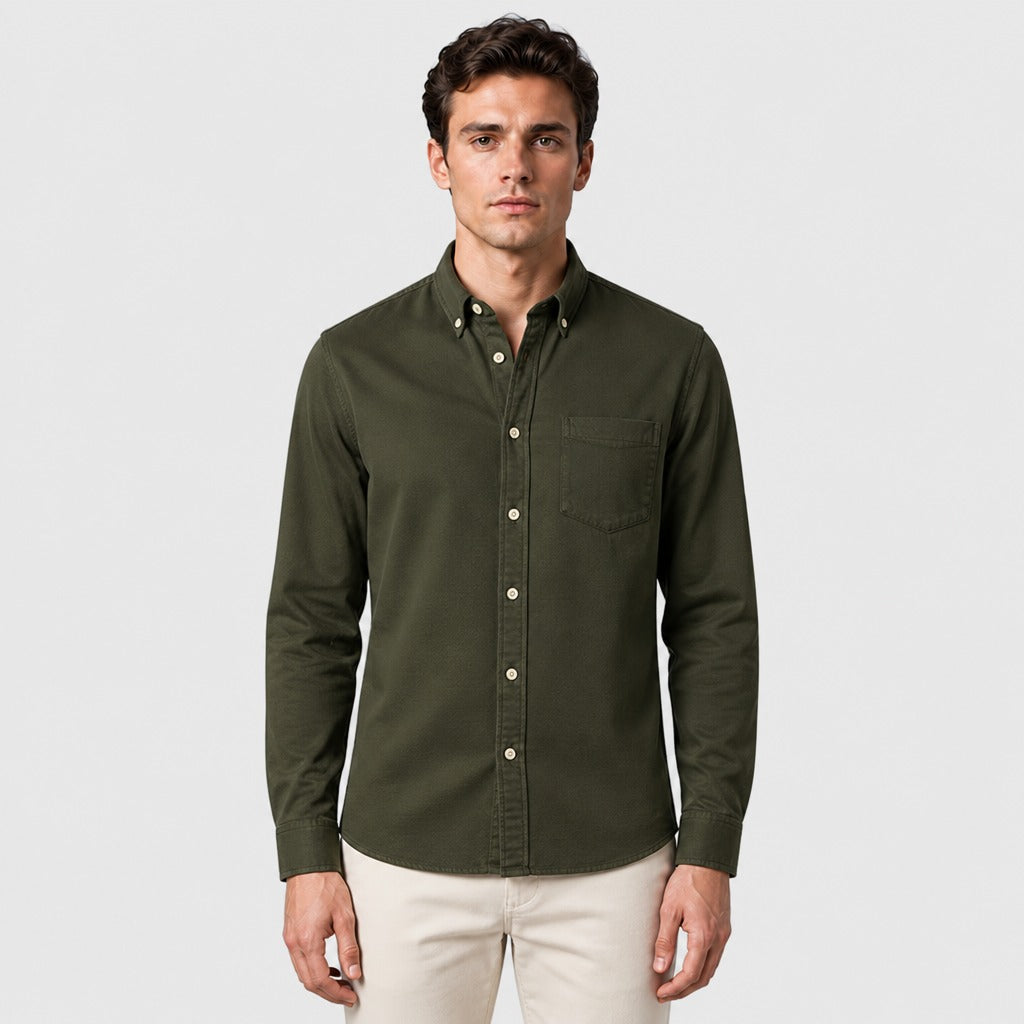 Men’s Chevron Cotton Blend Shirt Green