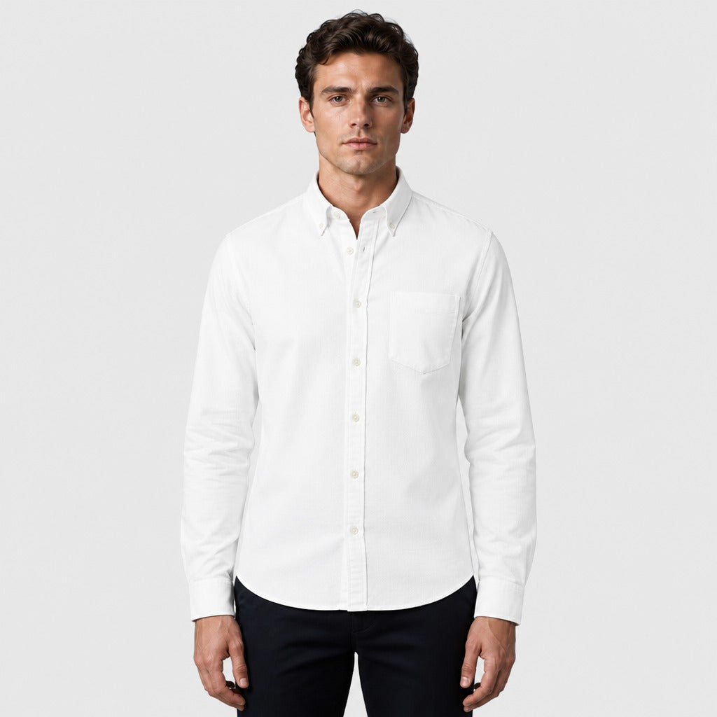 Men’s Chevron Cotton Blend Shirt White