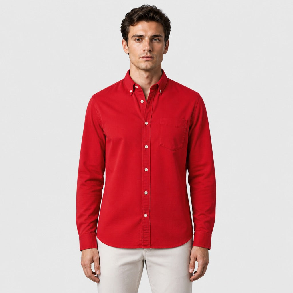 Men’s Chevron Cotton Blend Shirt Red