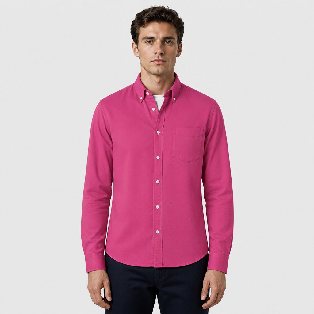 Men’s Chevron Cotton Blend Shirt Pink