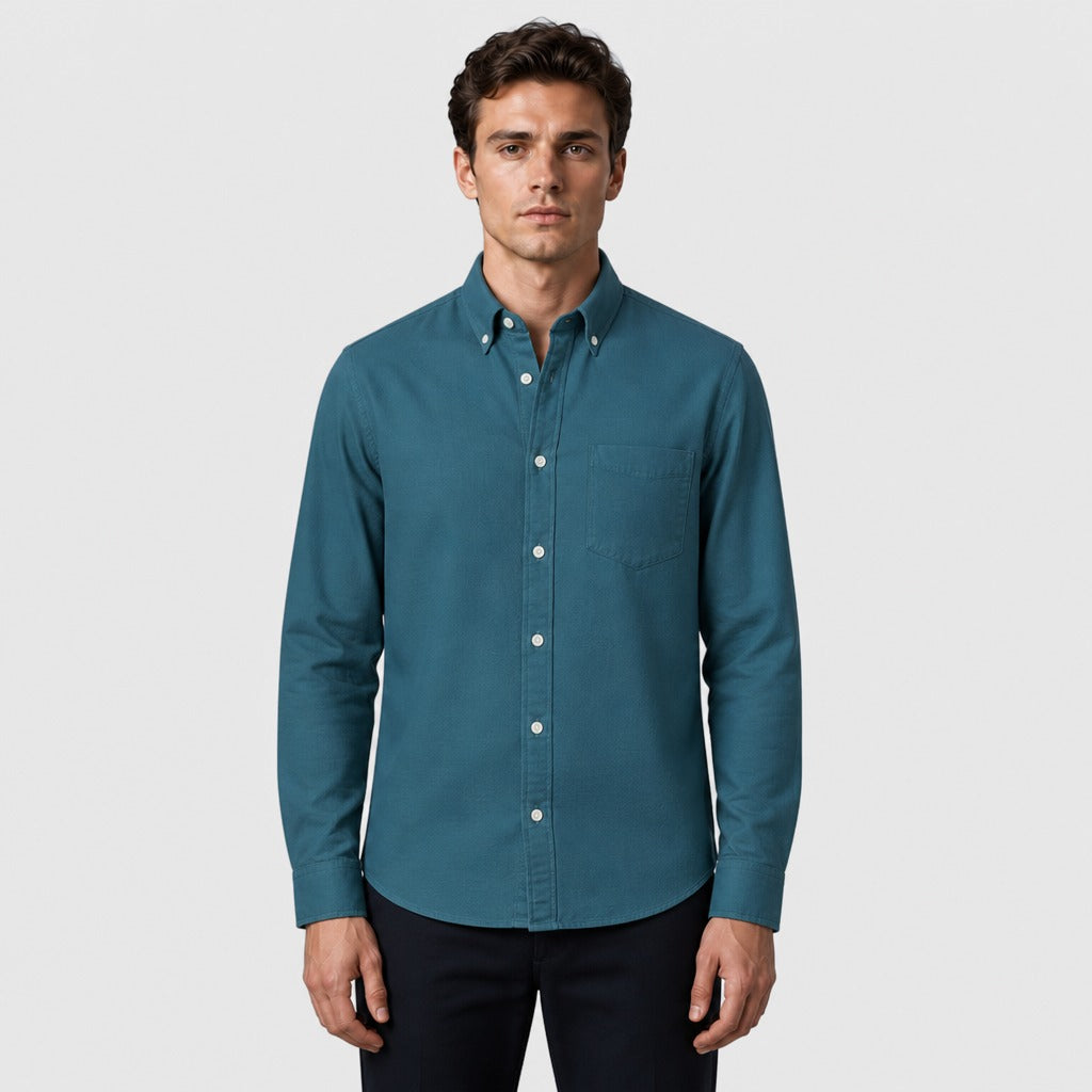 Men’s Chevron Cotton Blend Shirt Light Blue