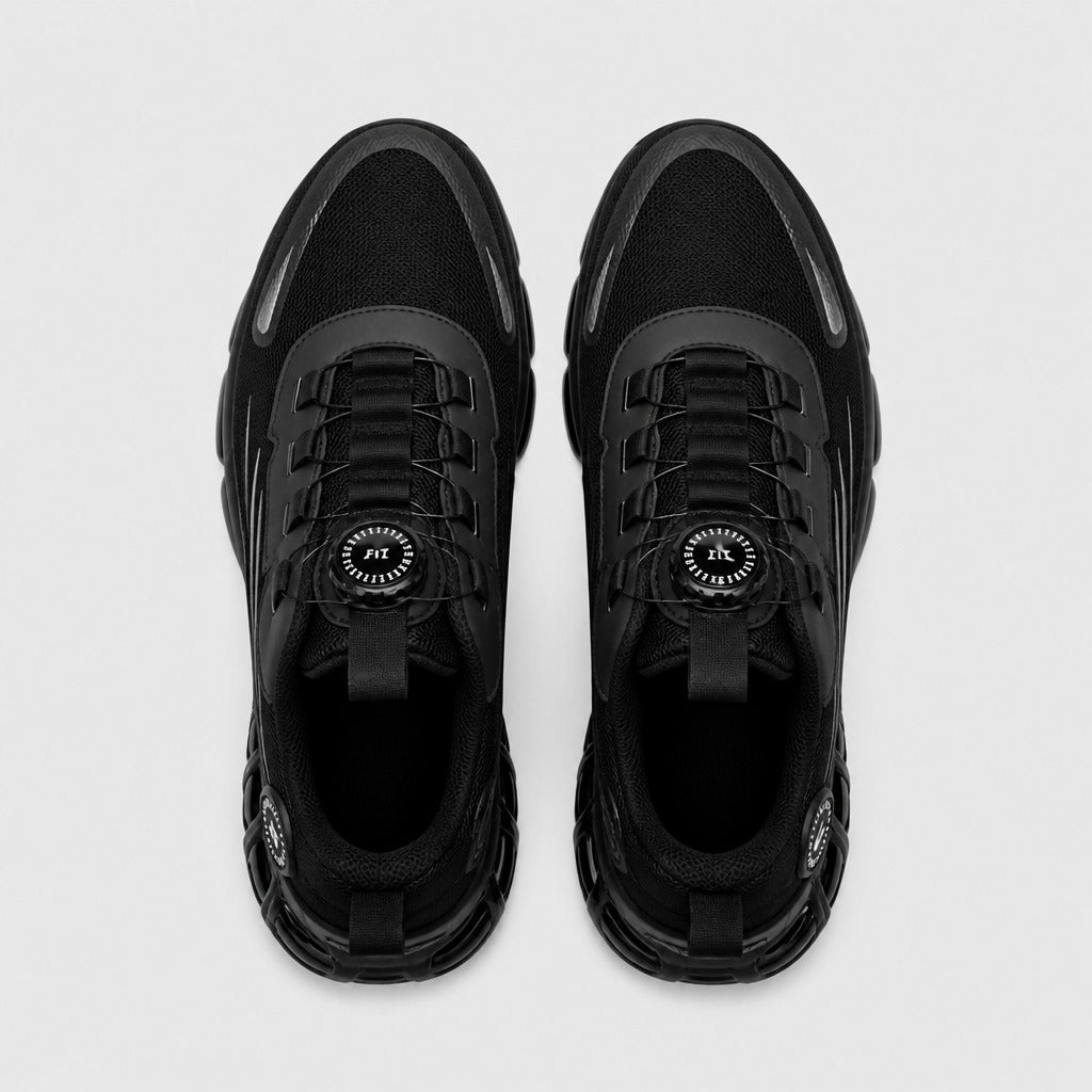 Men’s Chunky Trainers with Dial Lacing Black top view