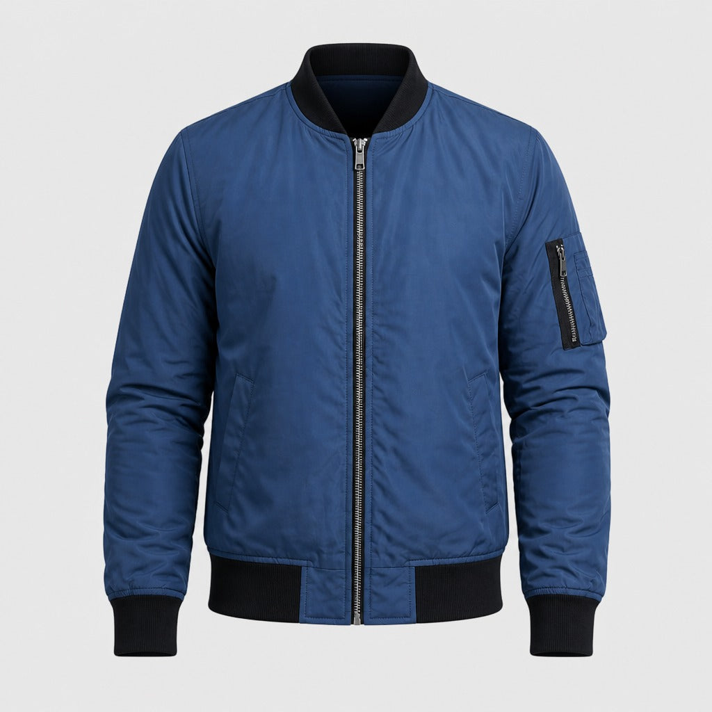 Men’s Classic Zip Bomber Jacket Blue product front