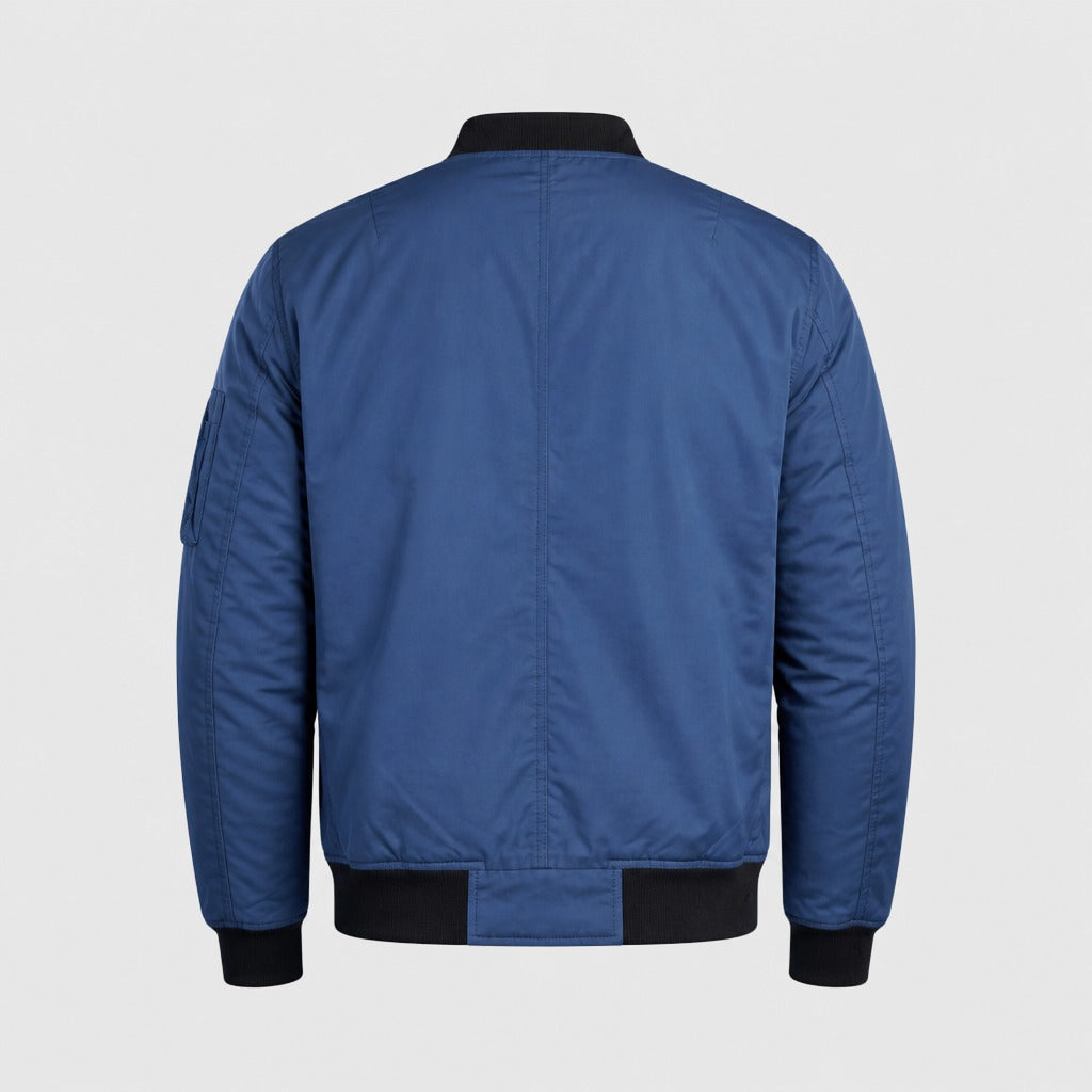 Men’s Classic Zip Bomber Jacket Blue product back