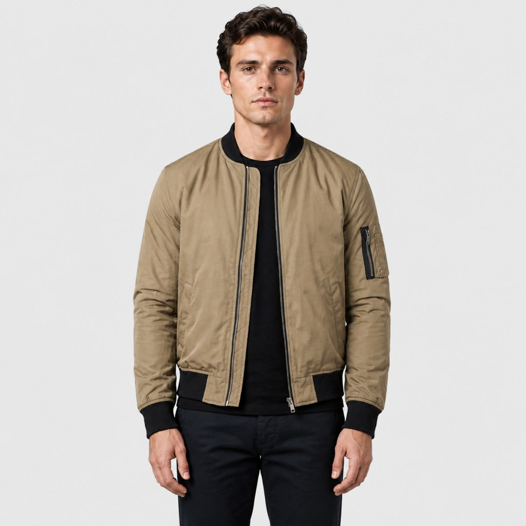 Men’s Classic Zip Bomber Jacket Khaki