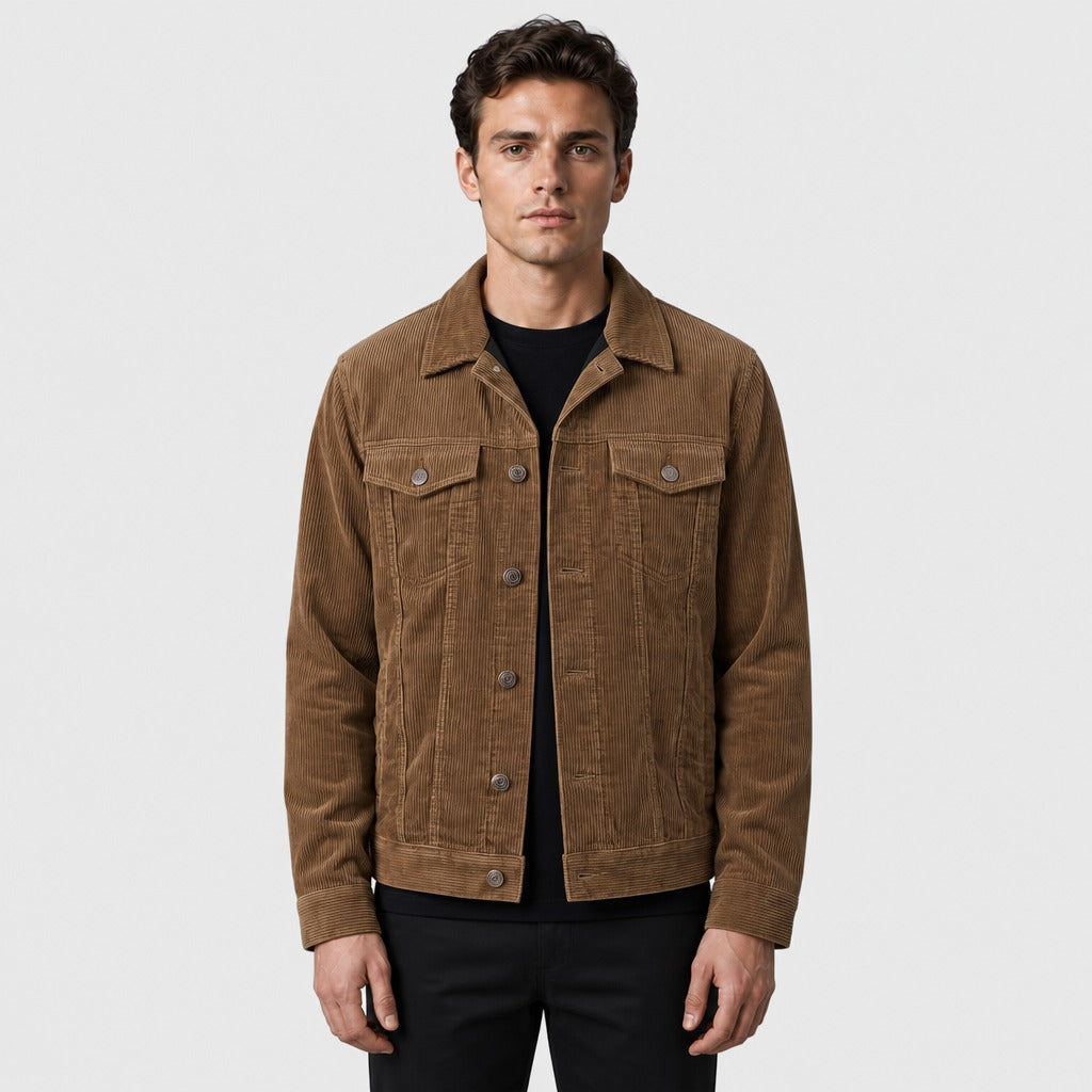 Men’s Corduroy Trucker Jacket Persimmon front