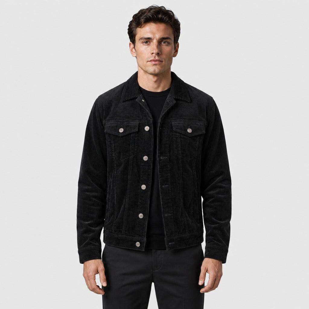 Men’s Corduroy Trucker Jacket Black