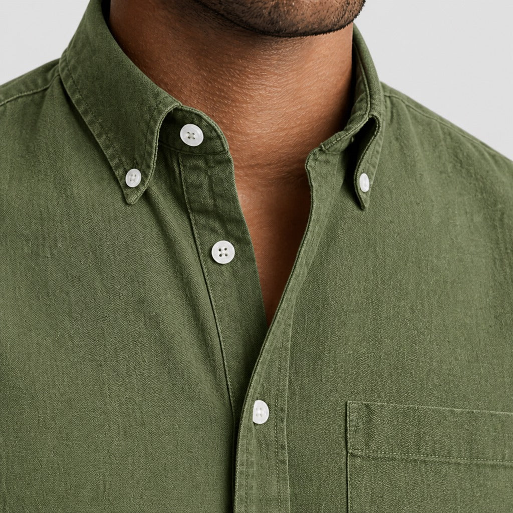 Men’s Cotton Blend Button-Down Shirt detail