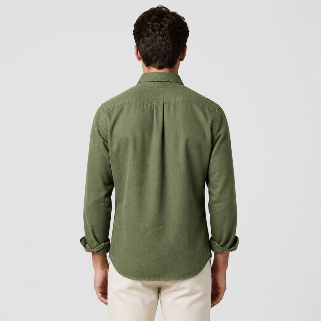 Men’s Cotton Blend Button-Down Shirt Green back