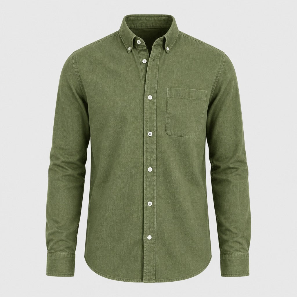 Men’s Cotton Blend Button-Down Shirt Green product front