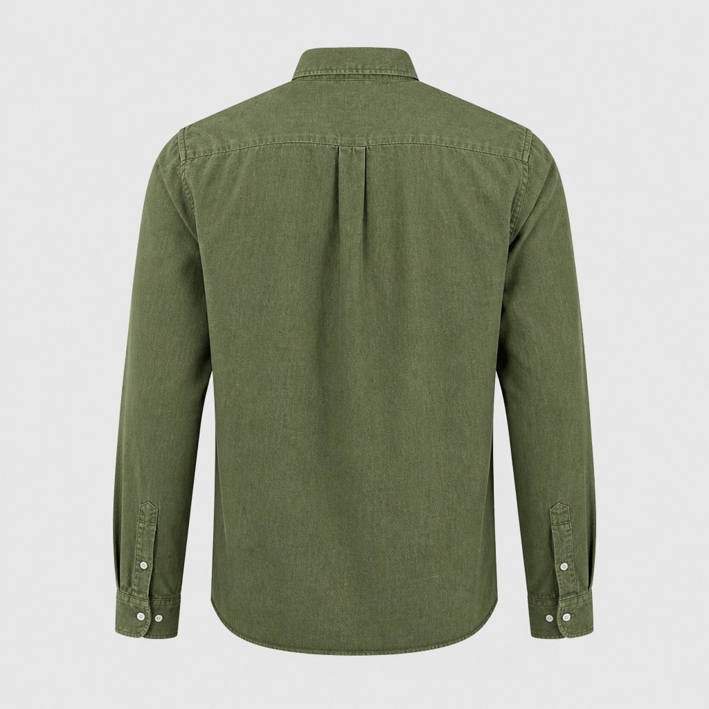 Men’s Cotton Blend Button-Down Shirt Green product back