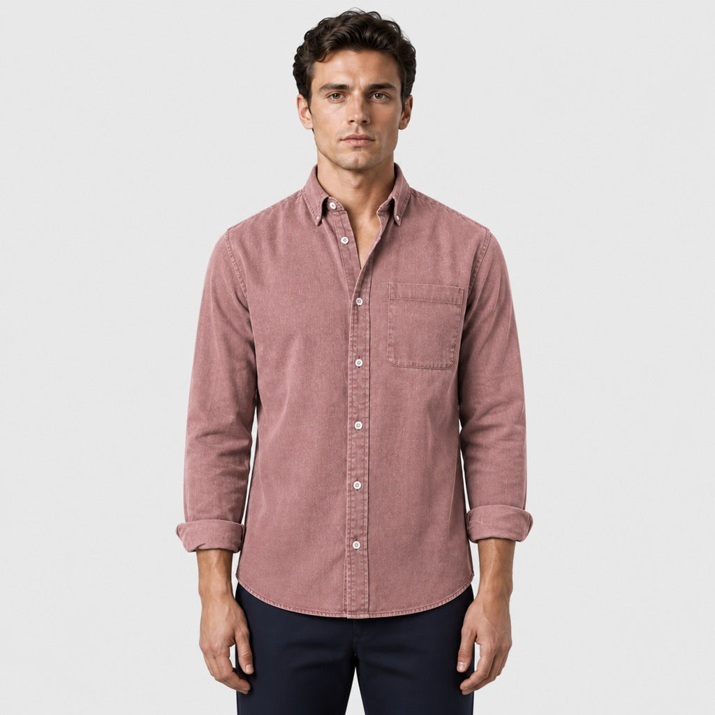 Men’s Cotton Blend Button-Down Shirt Pink