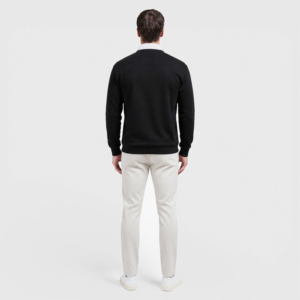 Men’s Cotton Blend Collared Sweatshirt Black back