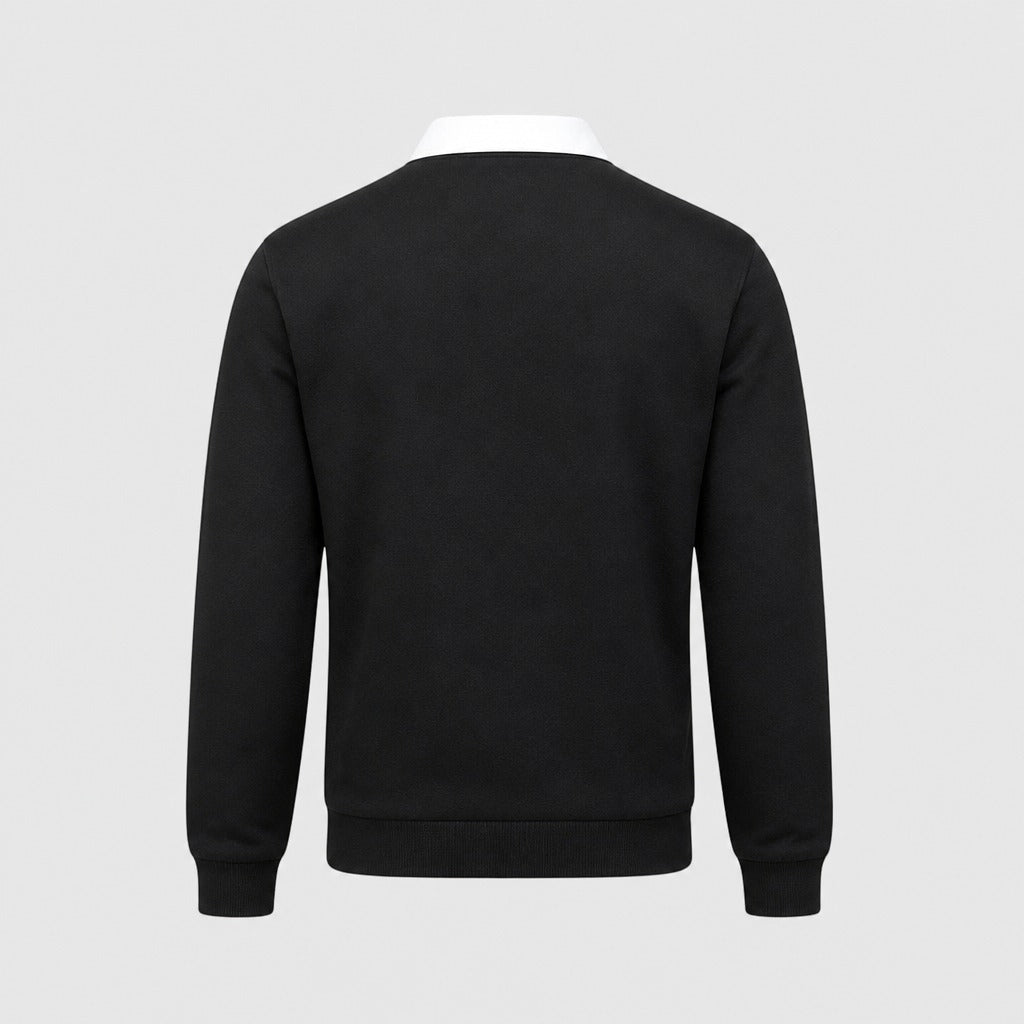 Men’s Cotton Blend Collared Sweatshirt Black product back