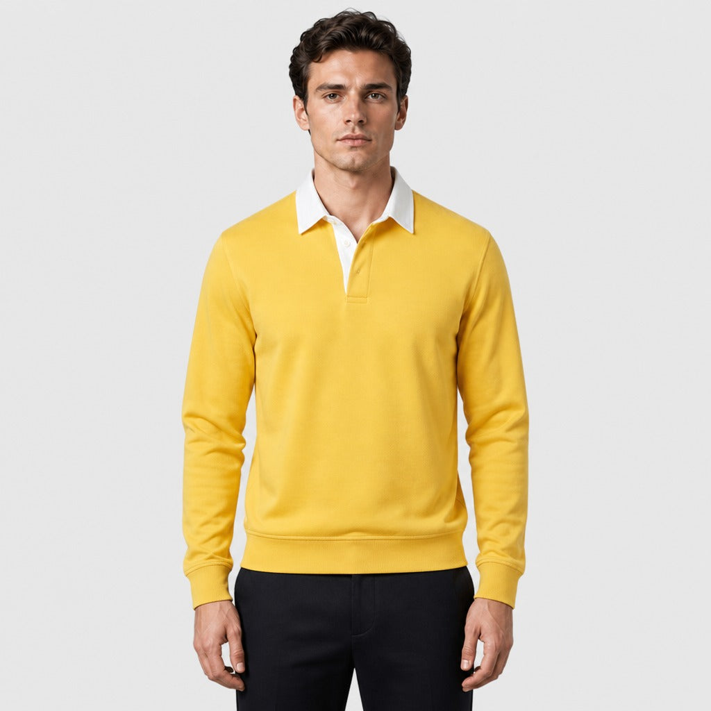 Men’s Cotton Blend Collared Sweatshirt Yellow