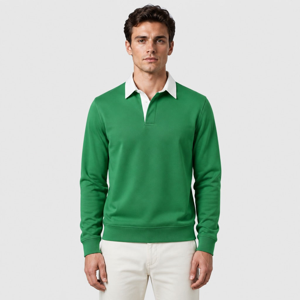 Men’s Cotton Blend Collared Sweatshirt Green