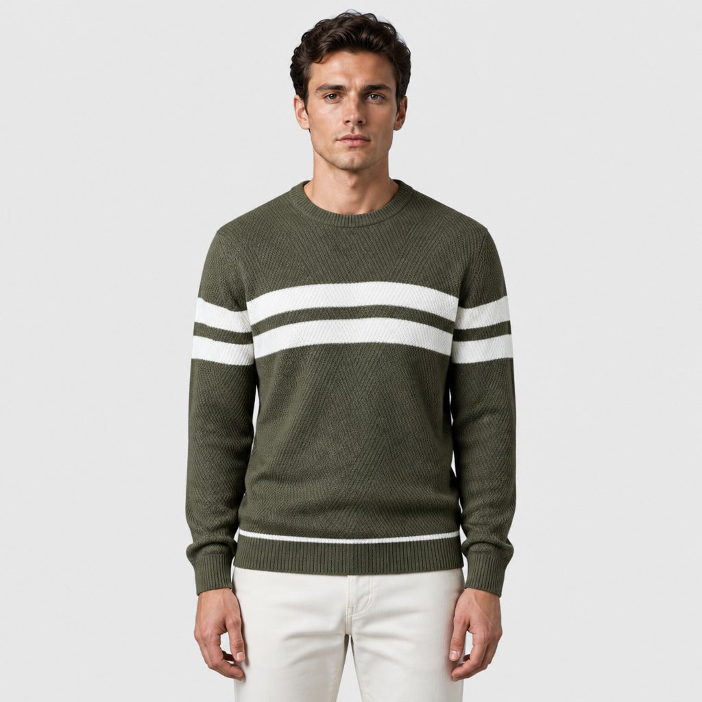 Men’s Cotton Blend Crew Neck Jumper Green front