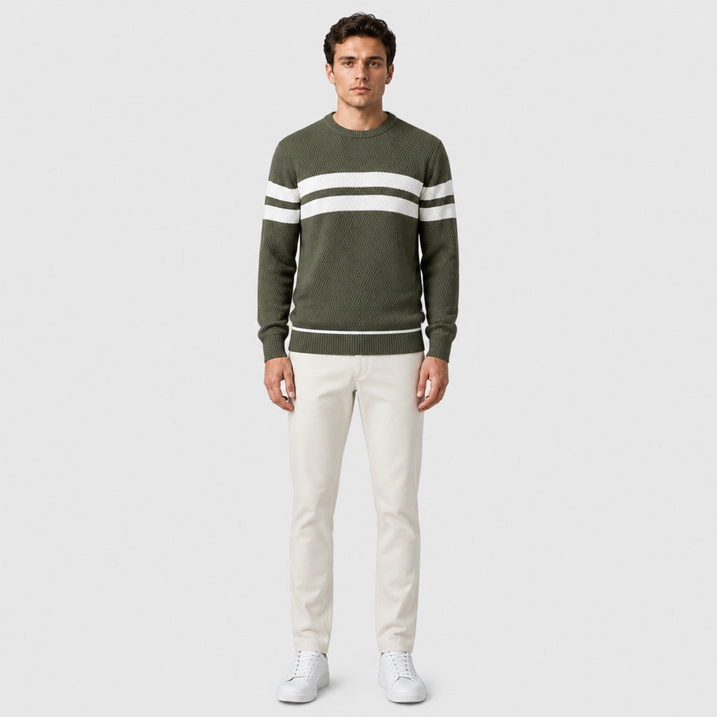 Men’s Cotton Blend Crew Neck Jumper Green full length