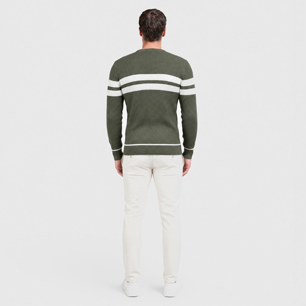 Men’s Cotton Blend Crew Neck Jumper Green back
