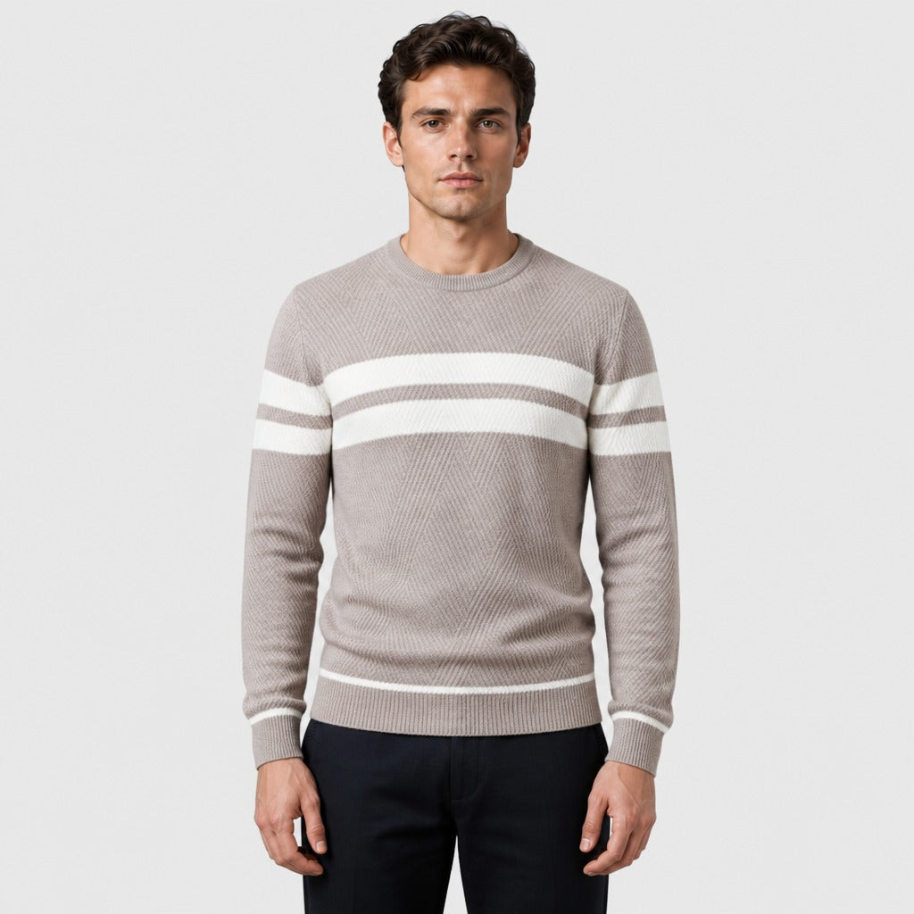 Men’s Cotton Blend Crew Neck Jumper Beige
