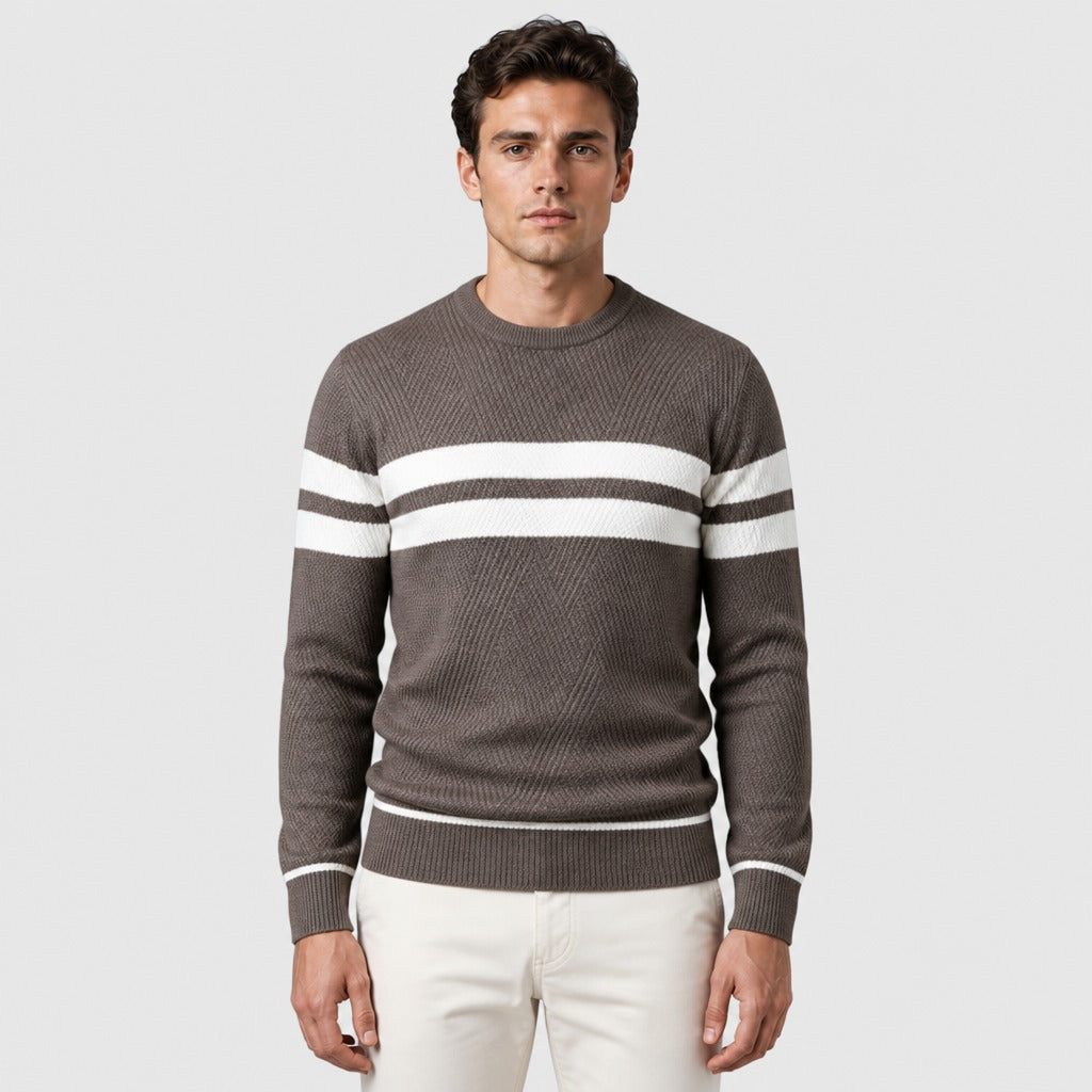 Men’s Cotton Blend Crew Neck Jumper Brown