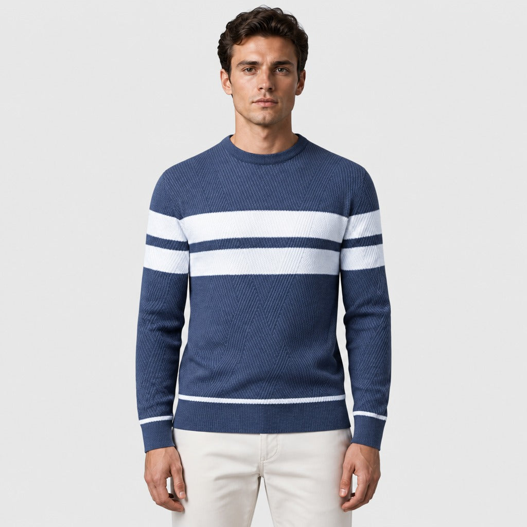Men’s Cotton Blend Crew Neck Jumper Blue