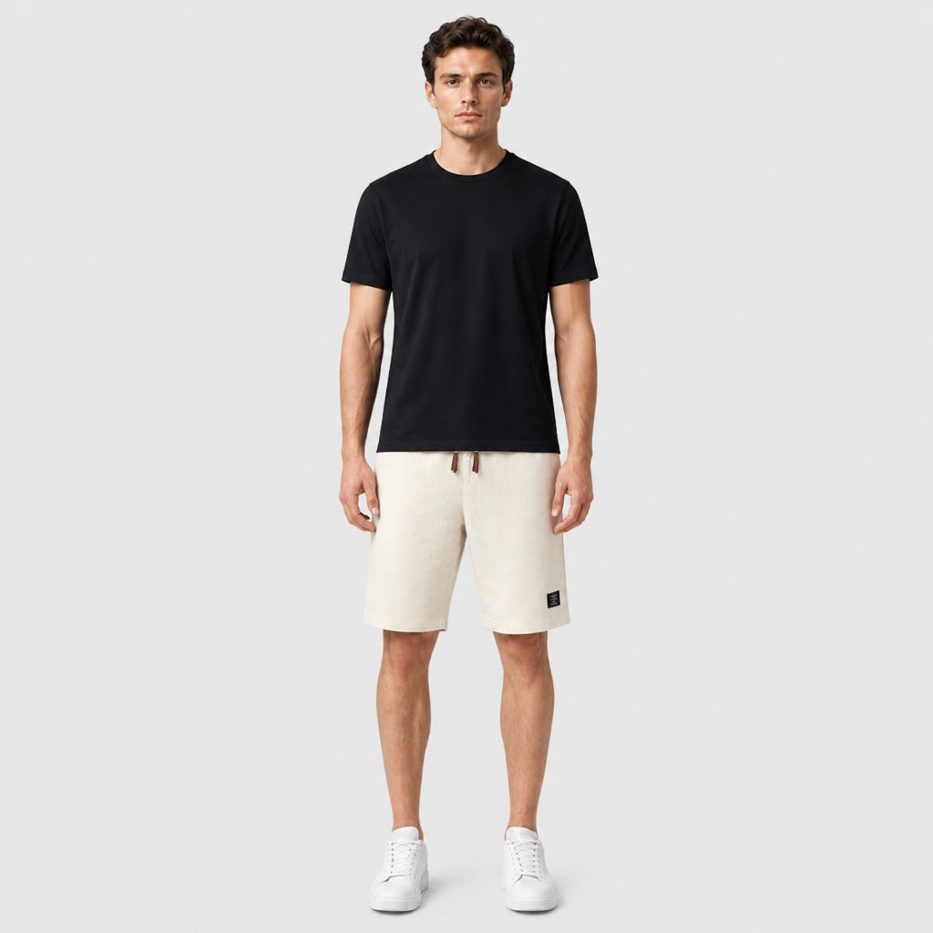 Men’s Cotton Blend Shorts with Appliqué Detail Apricot full length