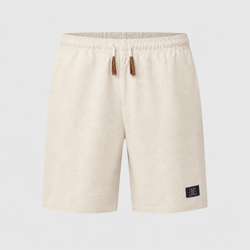 Men’s Cotton Blend Shorts with Appliqué Detail Apricot product front