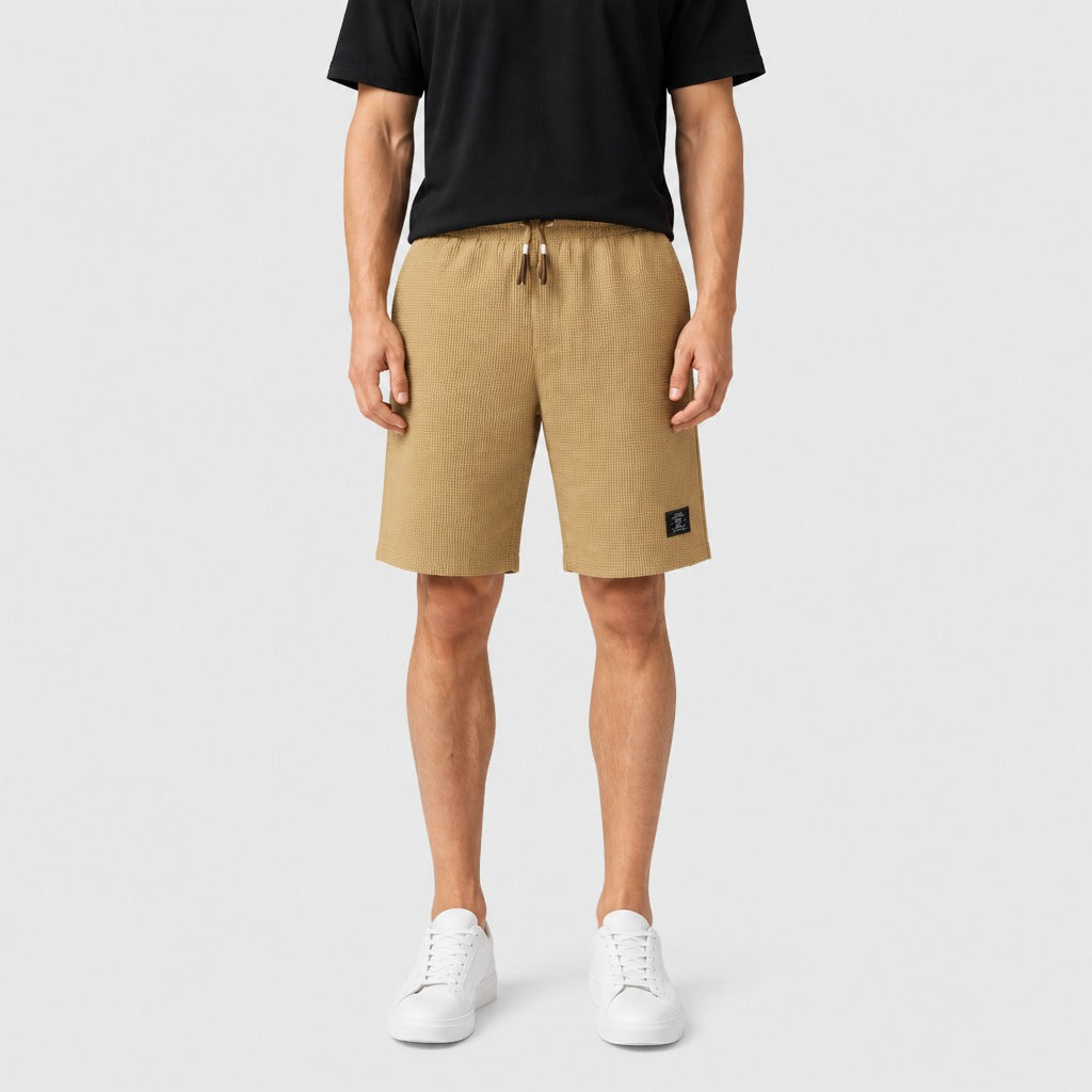 Men’s Cotton Blend Shorts with Appliqué Detail Yellow