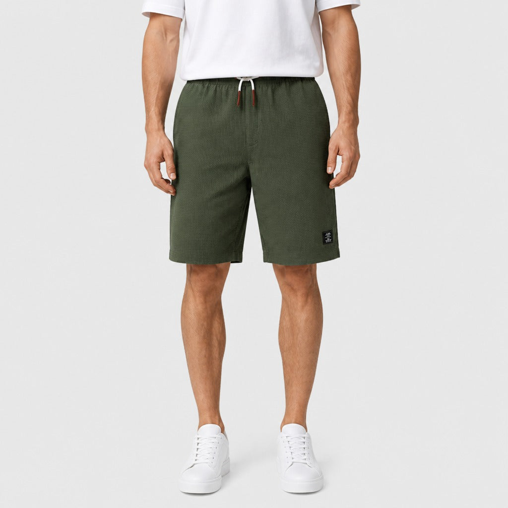 Men’s Cotton Blend Shorts with Appliqué Detail Green